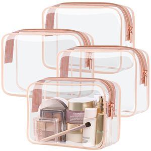 Clear Makeup Bag - 4 Pack Tsa Approved Toiletry Bag Waterproof Quart Size🙈